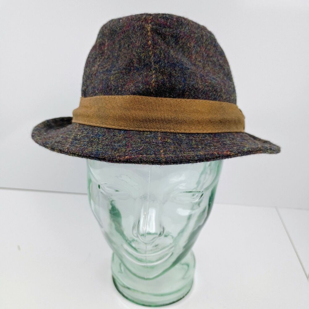 VTG Stetson Tweed Wool Blend Fedora Size Large Brown